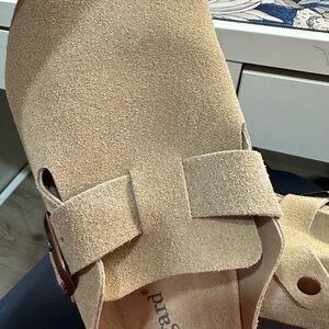 Beige Suede Women’s Slide Sandals - Unbranded
